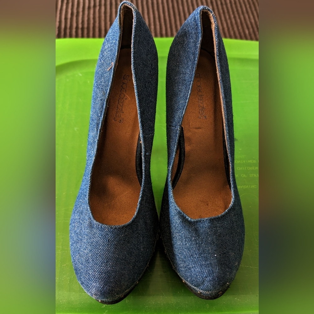 Denim studded Heels